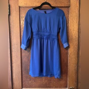 Blue dress with sheer sleeves